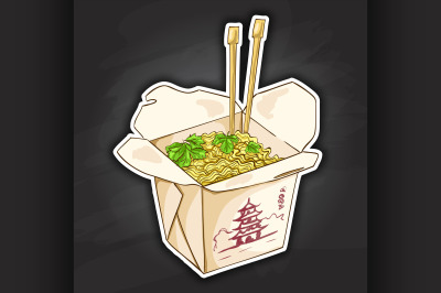 chinese noodles box color picture sticker