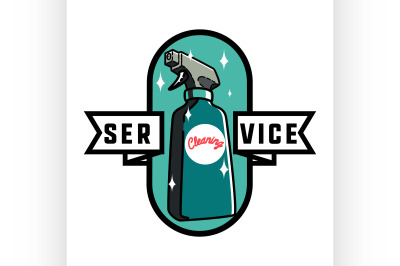 Color vintage cleaning service emblem