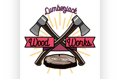 Color vintage lumberjack emblem, lang=&quot;x-repair