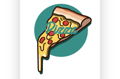 Color vintage pizza emblem