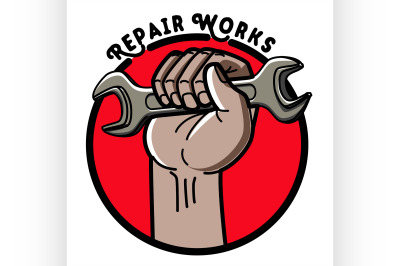 Color vintage repair workshop emblem