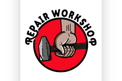 Color vintage repair workshop emblem