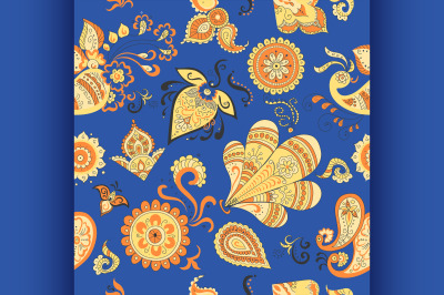 Colored Indian vintage floral seamless pattern