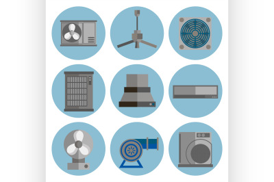 conditioning system flat icons set