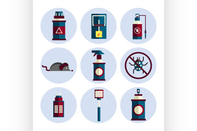 exterminator service flat icons set