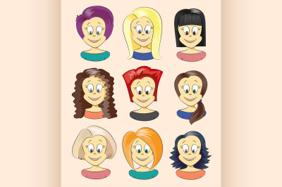 Fashion female avatars. Hairstyles