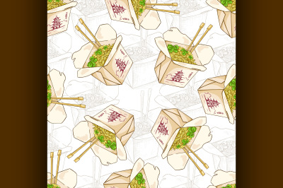 Seamless pattern chinese noodles box