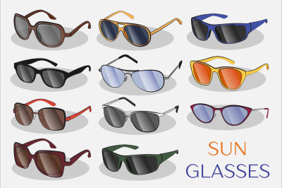 Set of the different sun glasses