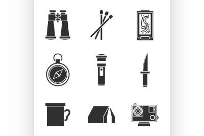 Survival kit icons set