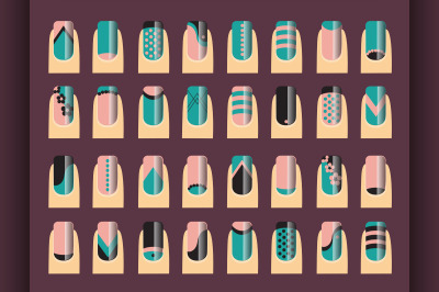 Vector illustration various of nail designs.