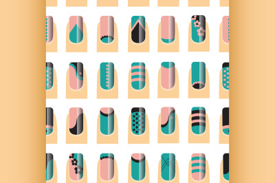 Pattern with various of nail designs.