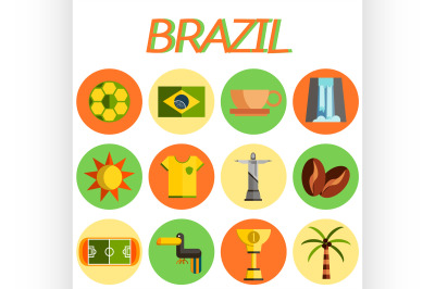 Brazil icon set. Flat design.