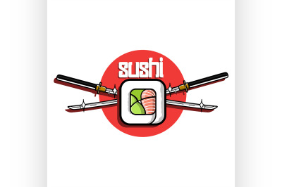 Color vintage sushi emblem