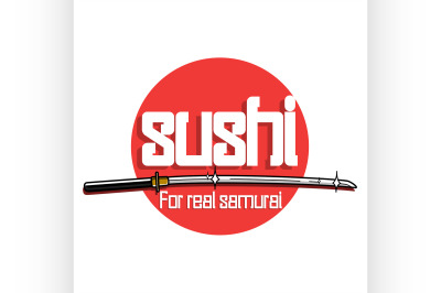 Color vintage sushi emblem