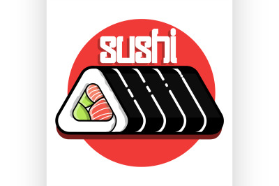 Color vintage sushi emblem