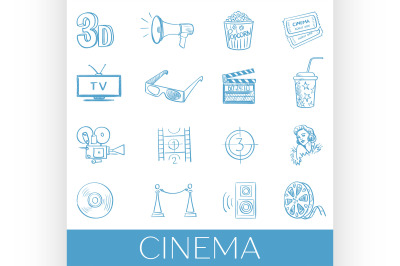 Hand drawn cinema icon set