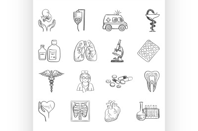 Health care and medicine icon set