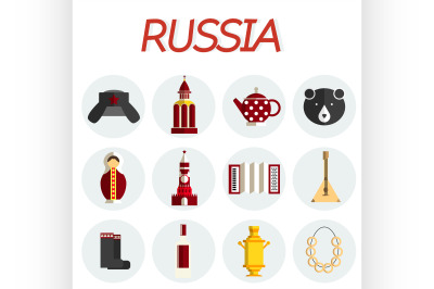 Russia flat icon set