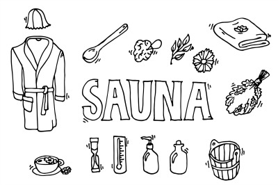 Set of sauna icons.