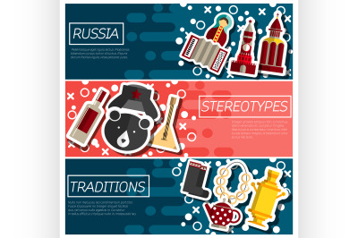 Set of Horizontal Banners about Russia