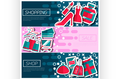 Set of Horizontal Banners about shopping