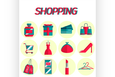 Shopping flat icon set