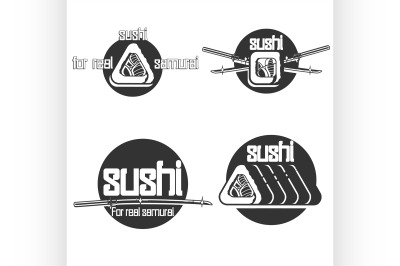 Set of vintage sushi emblems