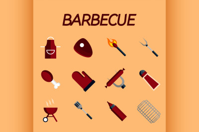 Barbecue flat icon set