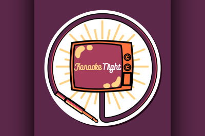 Color vintage karaoke emblems