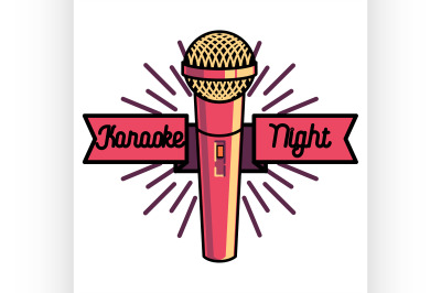 Color vintage karaoke emblems
