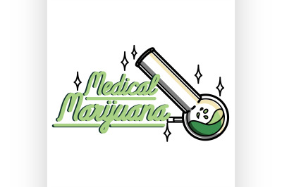 Color vintage medical marijuana emblem