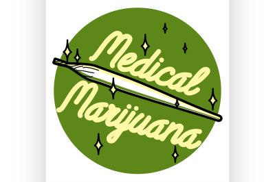 Color vintage medical marijuana emblem