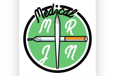 Color vintage medical marijuana emblem