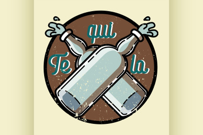 Color vintage tequila emblem