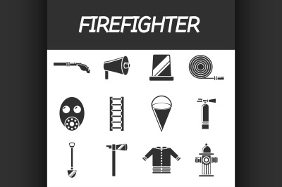 firefighter flat icon set