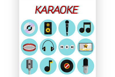 Karaoke flat icon set