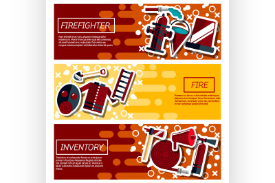 Set of Horizontal Banners about firefighter