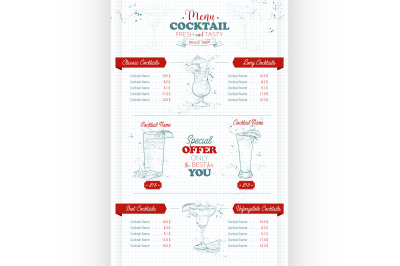 Drawing vertical cocktail menu design