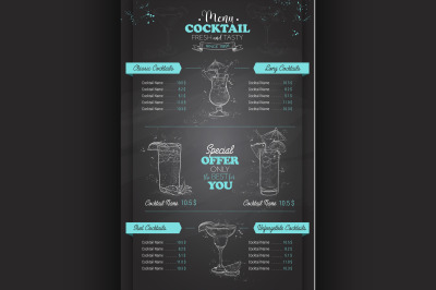 Drawing vertical cocktail menu design