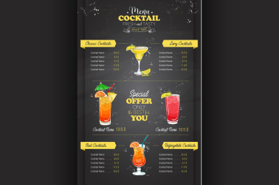 Drawing vertical cocktail menu design