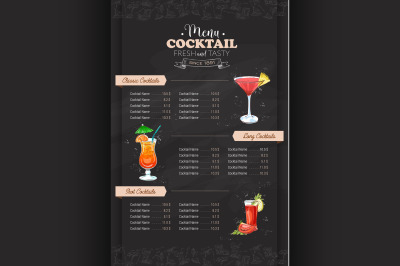 Drawing vertical cocktail menu design