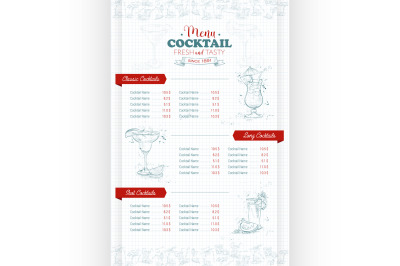 Drawing vertical cocktail menu design