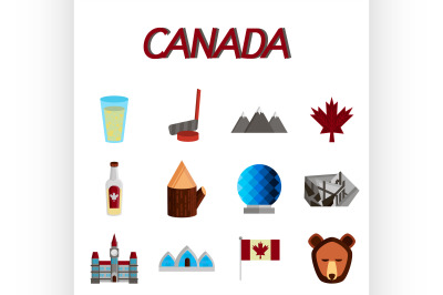 Canada flat icons set