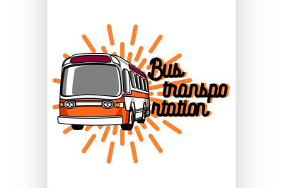 Color vintage bus transportation emblem