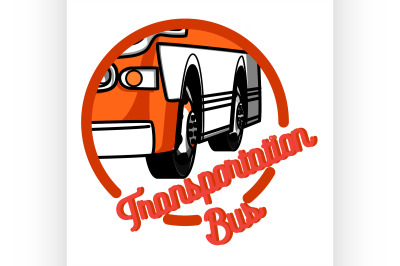 Color vintage bus transportation emblem