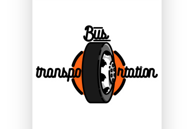 Color vintage bus transportation emblem