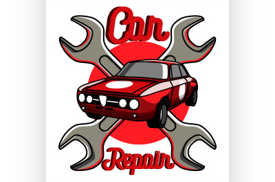 Color vintage Car repair emblem