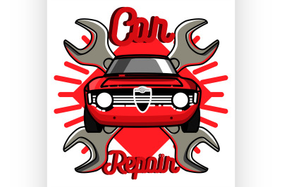 Color vintage Car repair emblem