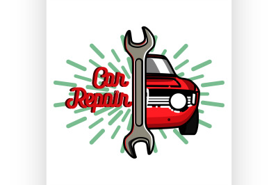 Color vintage Car repair emblem