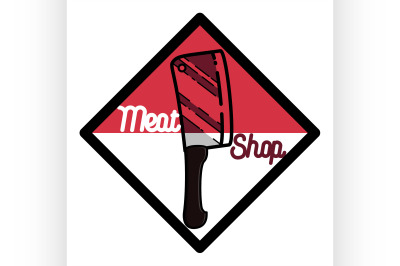 Color vintage meat store emblem